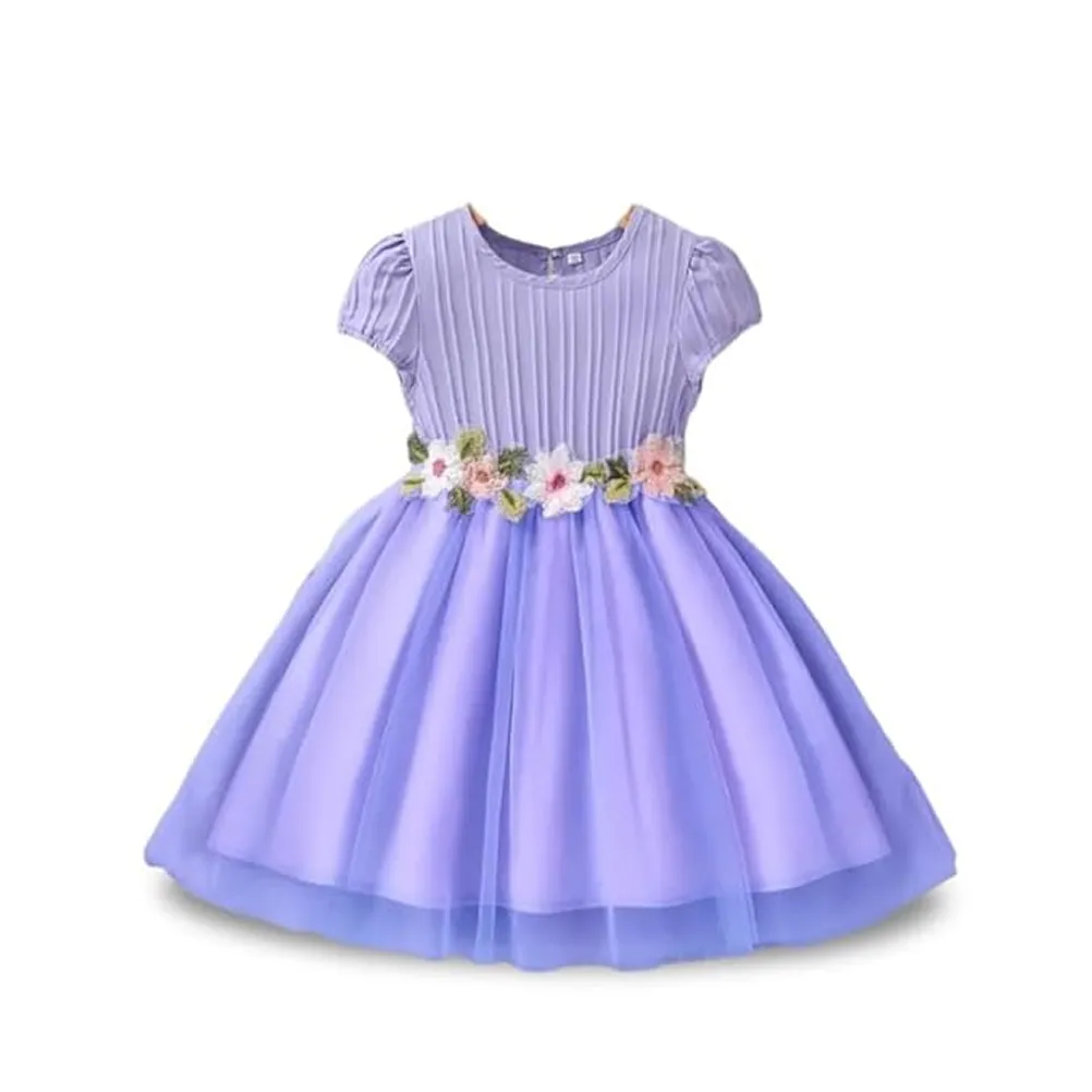 Girls' Pleated Bodice Tulle Skirt Party Dress