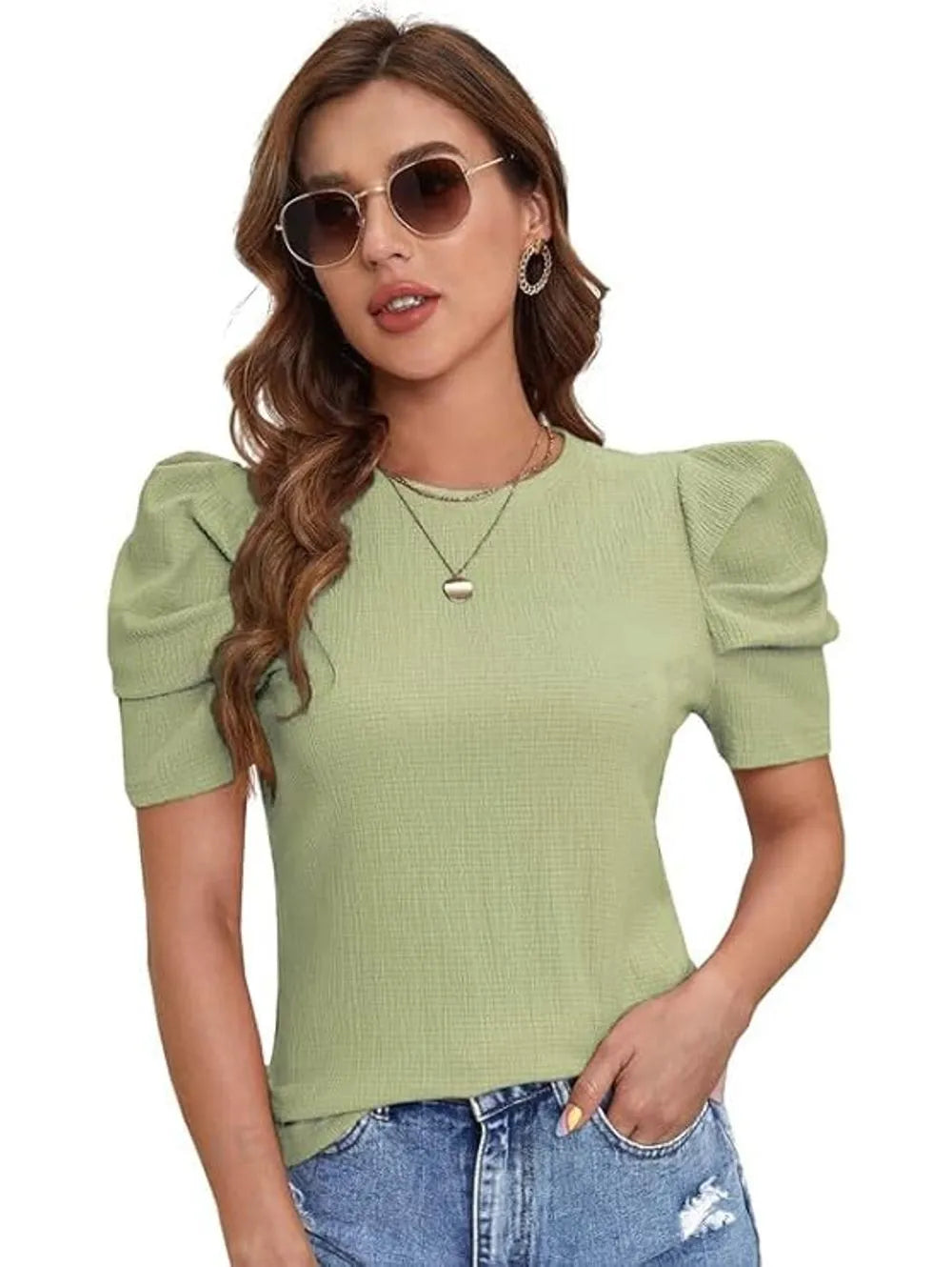 Grils Premium and Collage funtion for Green Puff t-shirt and top