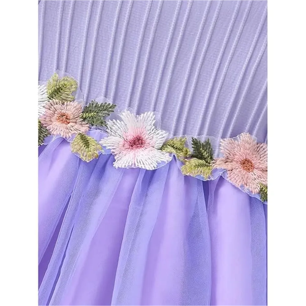 Girls' Pleated Bodice Tulle Skirt Party Dress