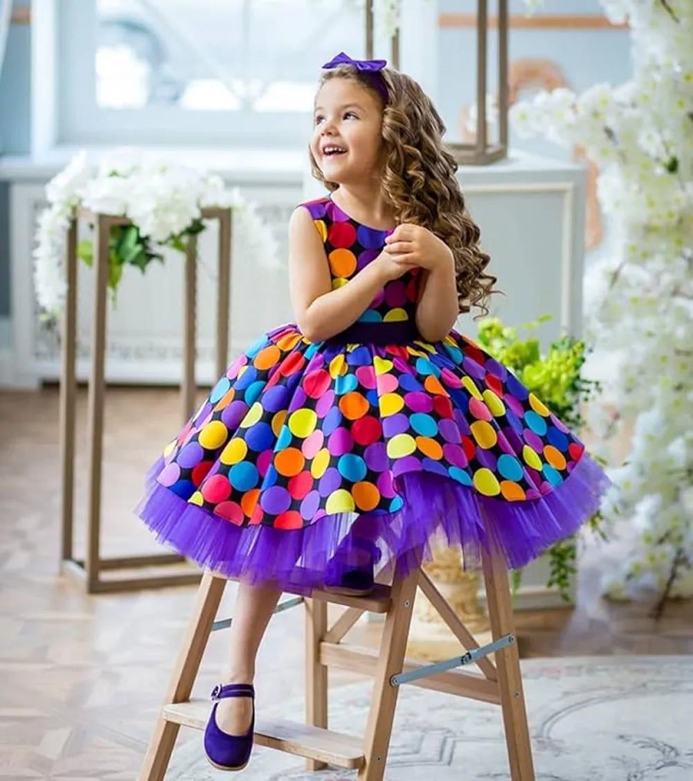 Little Star Polka Multicolor Frock