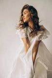 Ethereal White Flowy Satin Dress for Women