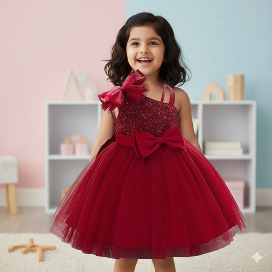Girls' One-Shoulder Party Dress