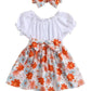 Orange Flower Premium White Frocks for Baby Girls