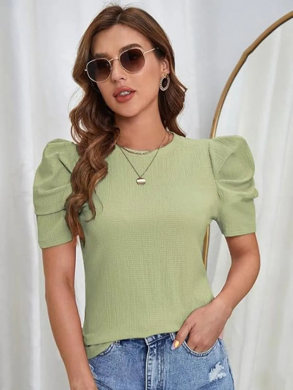 Grils Premium and Collage funtion for Green Puff t-shirt and top