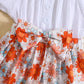Orange Flower Premium White Frocks for Baby Girls