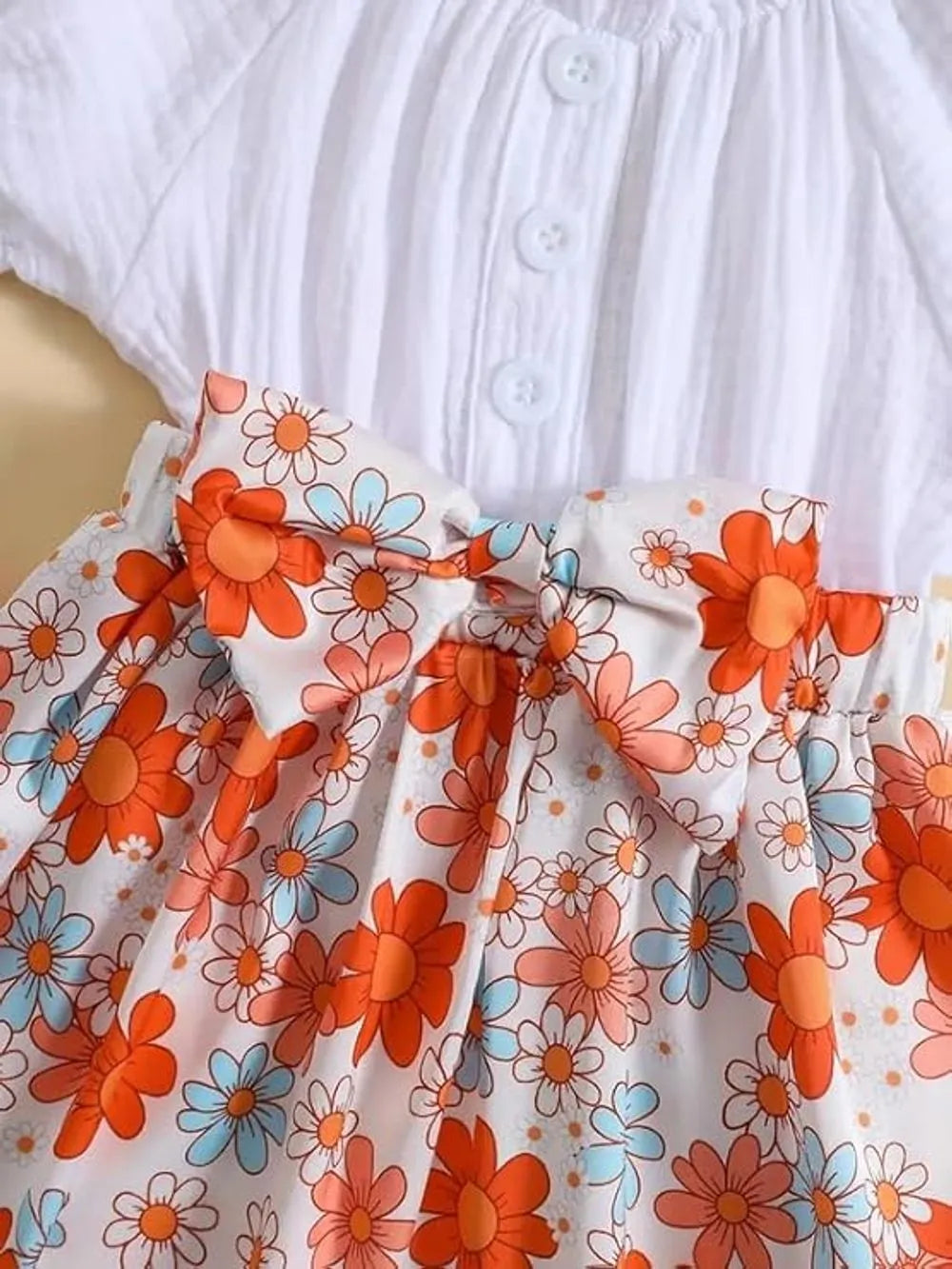 Orange Flower Premium White Frocks for Baby Girls