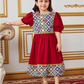 Girls' Ethnic Print Puff Sleeve Maxi Dress