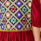 Girls' Ethnic Print Puff Sleeve Maxi Dress