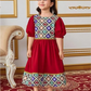 Girls' Ethnic Print Puff Sleeve Maxi Dress