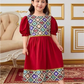 Girls' Ethnic Print Puff Sleeve Maxi Dress