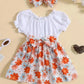 Orange Flower Premium White Frocks for Baby Girls