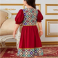 Girls' Ethnic Print Puff Sleeve Maxi Dress