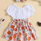 Orange Flower Premium White Frocks for Baby Girls