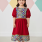 Girls' Ethnic Print Puff Sleeve Maxi Dress